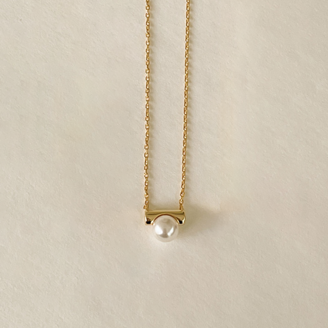 Floating Pearl Necklace ( Sterling Silver )