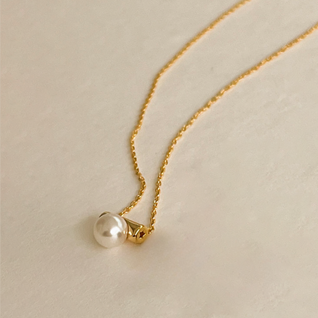 Floating Pearl Necklace ( Sterling Silver )