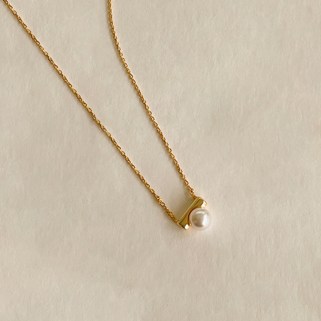 Floating Pearl Necklace ( Sterling Silver )